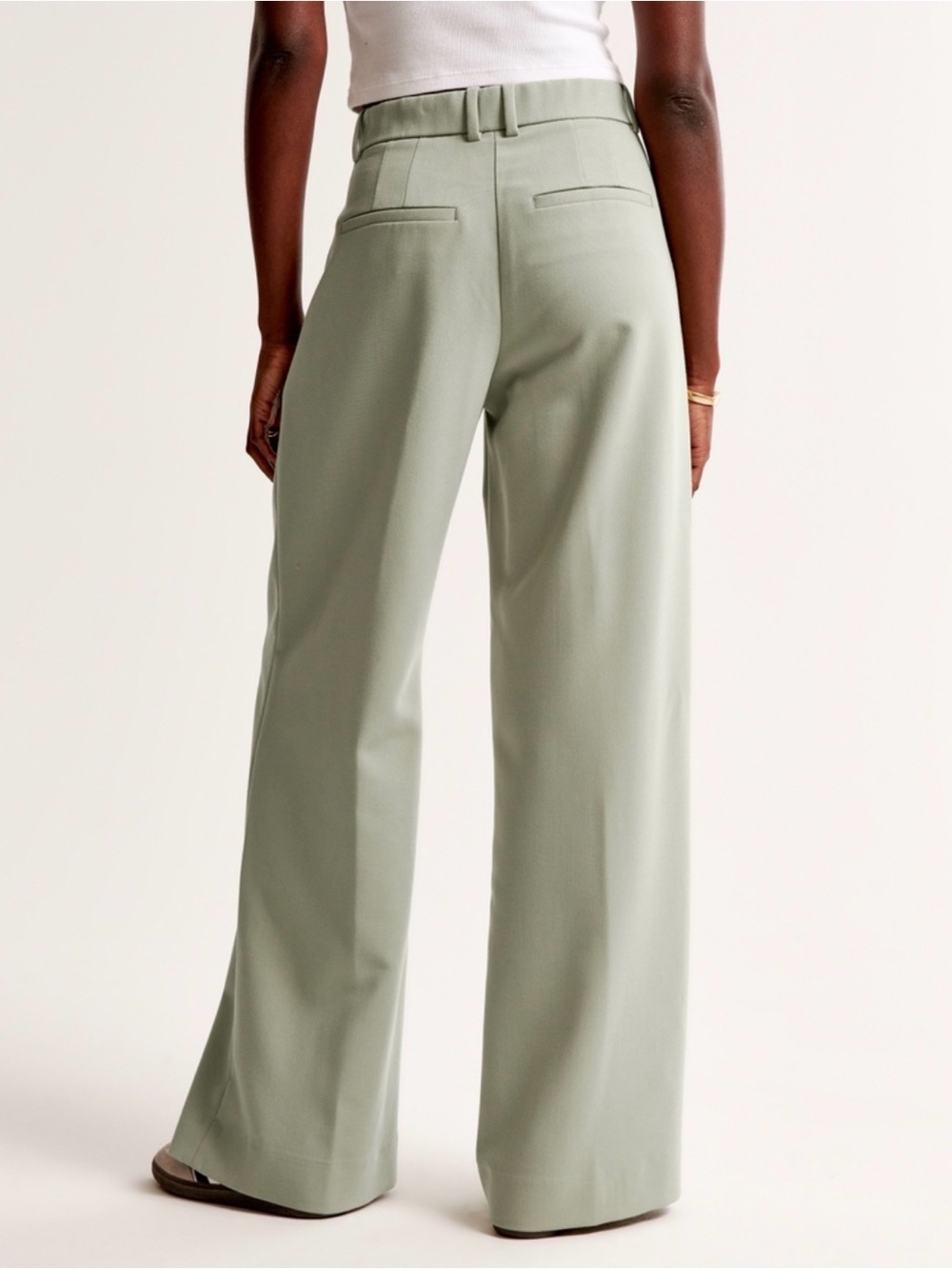 Abercrombie A&F Harper Tailored Ultra Wide Leg Pant in Slate Green | Size 28 6S - Picture 5 of 8